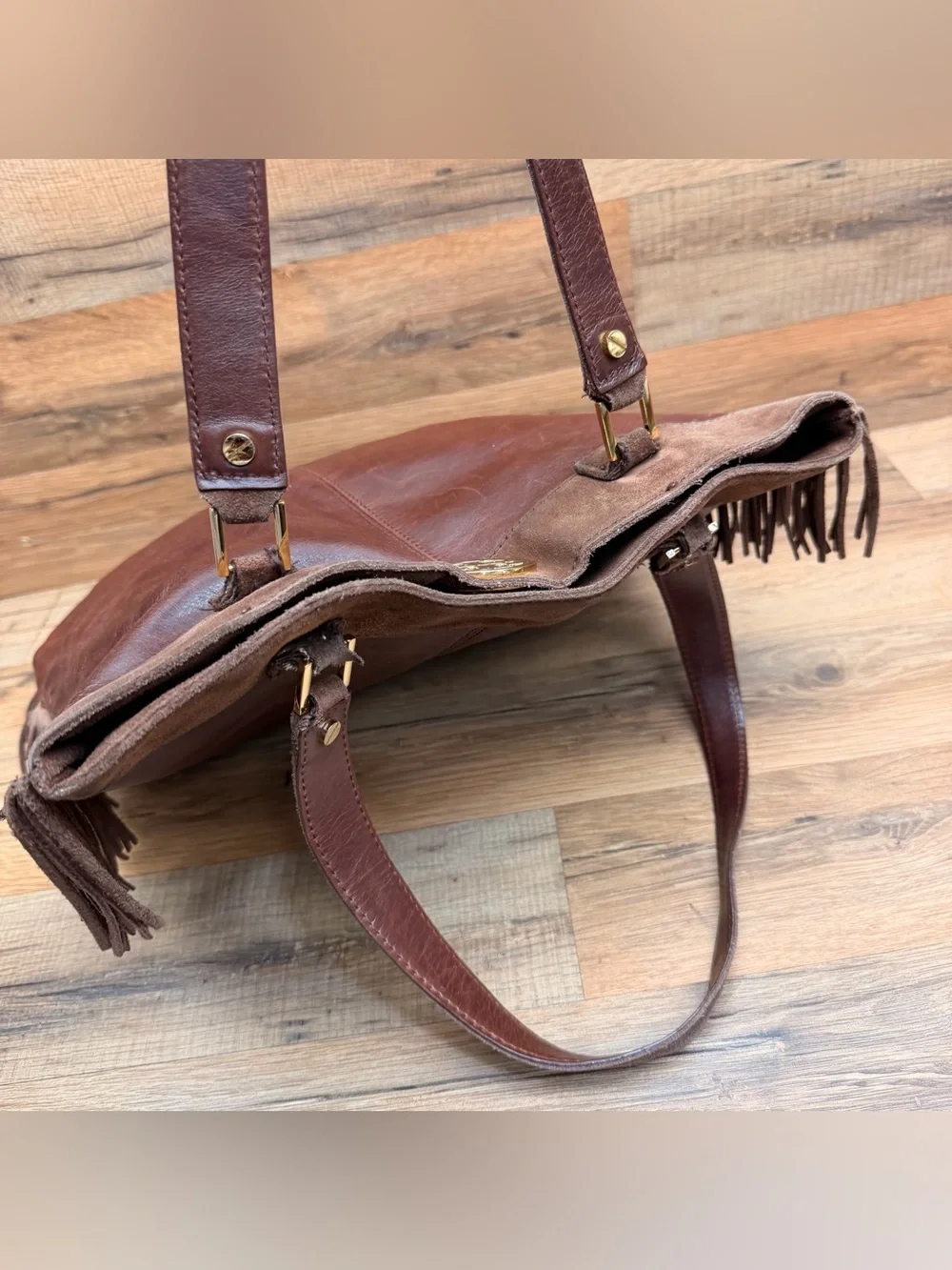 Tory Burch Brown Leather Fringe Shoulder Bag